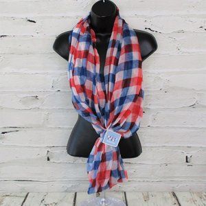 Love Kuza Plaid Patriotic Infinity Scarf